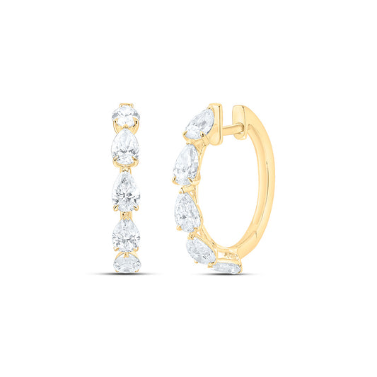 14K Yellow Or White Gold 2 Cttw Lab Grown Diamond Fashion Pear Hoop Earring