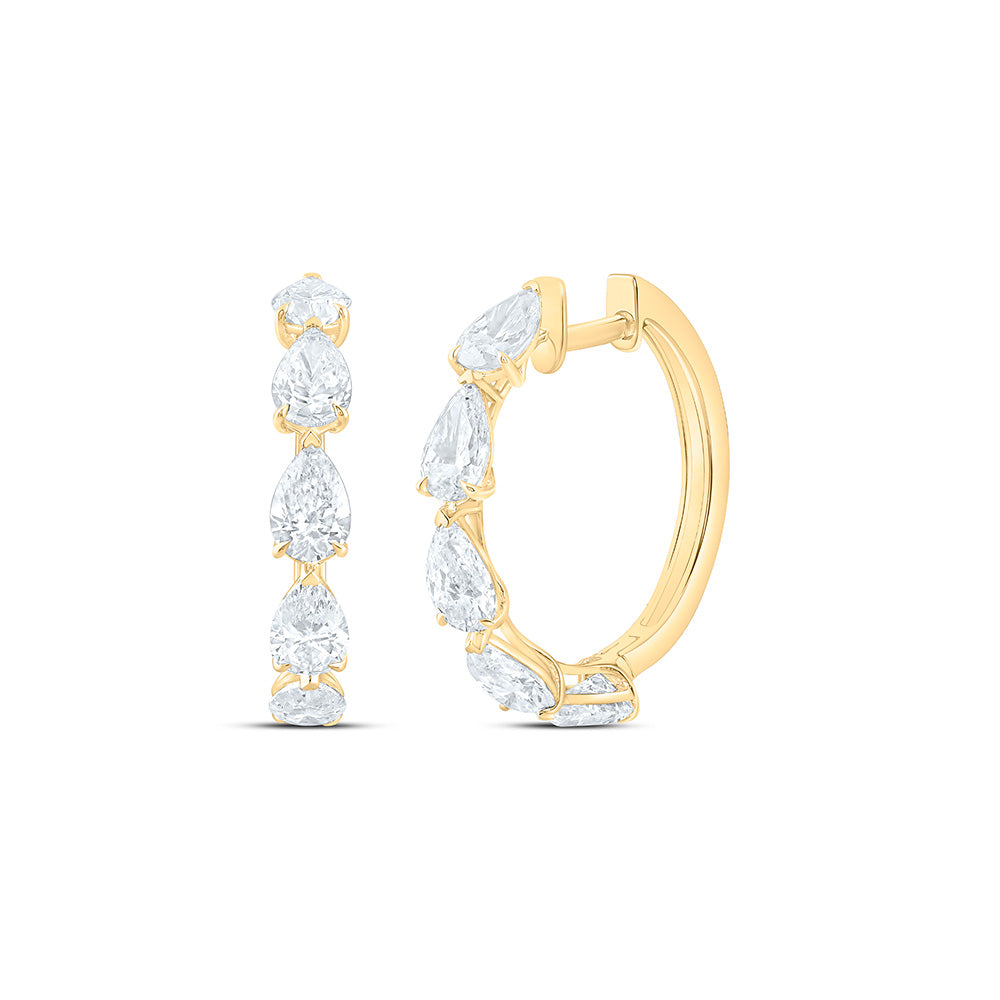 14K Yellow Or White Gold 3 1/3 Cttw Lab Grown Diamond Fashion Pear Hoop Earring