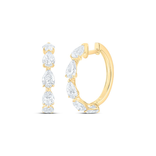 14K Yellow Or White Gold 3 1/3 Cttw Lab Grown Diamond Fashion Pear Hoop Earring