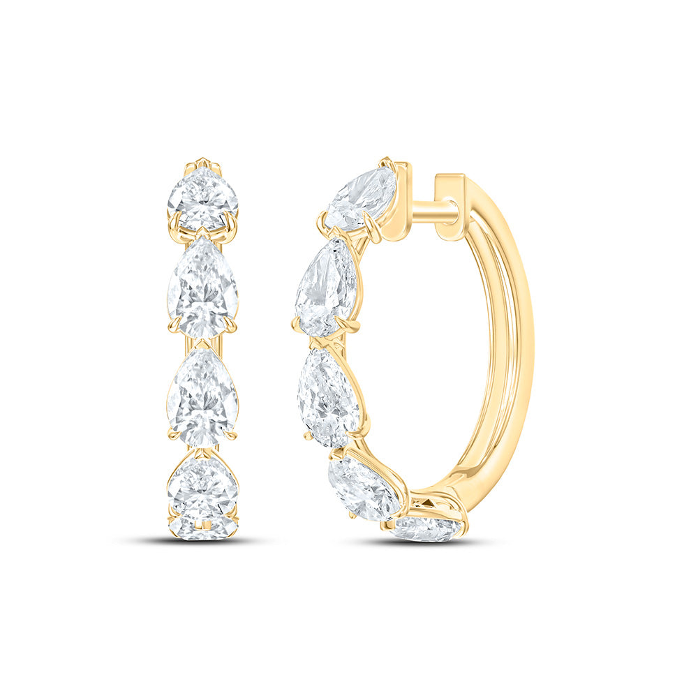 14K Yellow Or White Gold 3 3/4 Cttw Lab Grown Diamond Fashion Pear Hoop Earring
