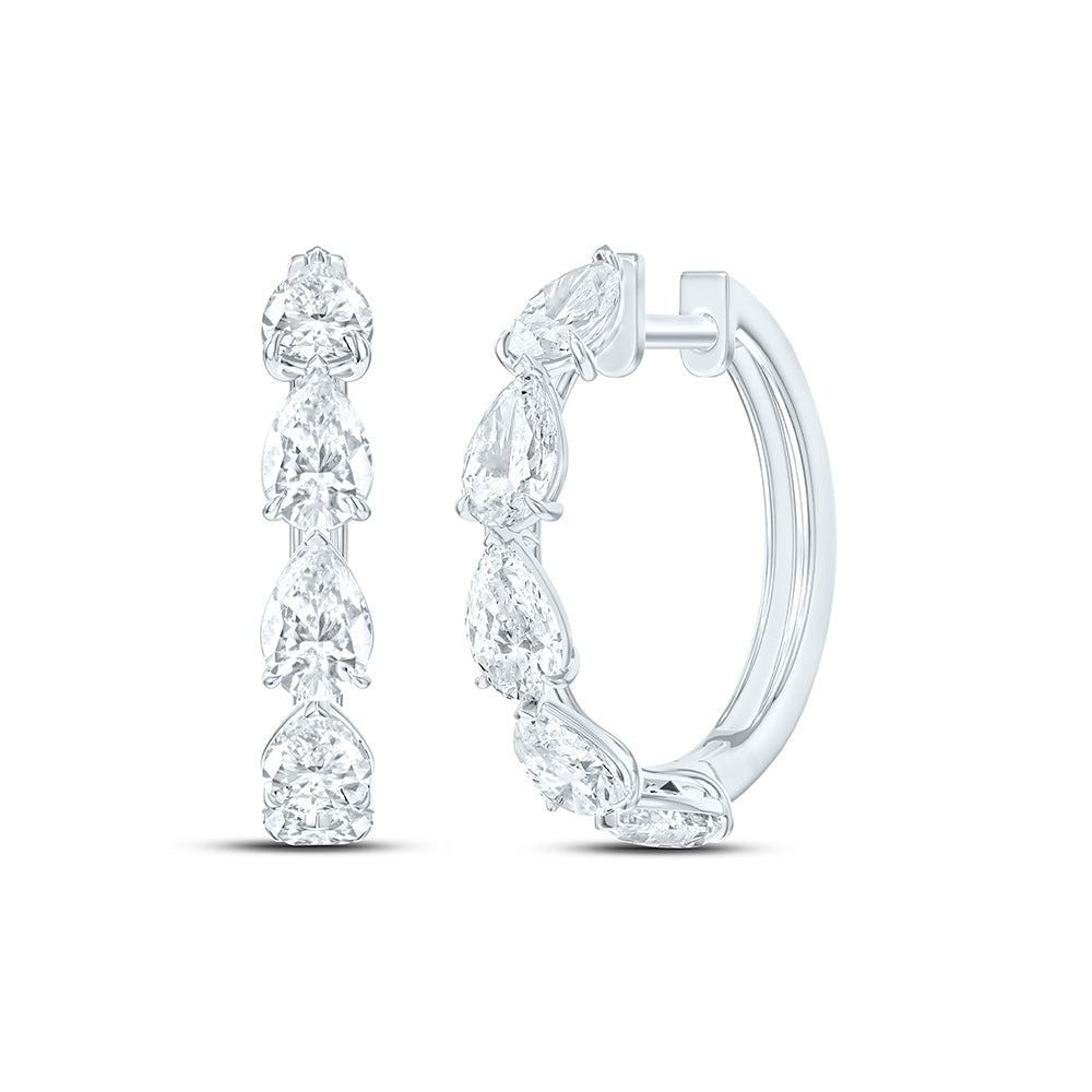 14K Yellow Or White Gold 3 3/4 Cttw Lab Grown Diamond Fashion Pear Hoop Earring