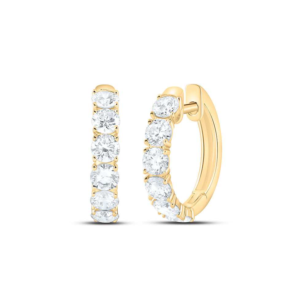 14K Yellow Or White Gold 1 3/8 Cttw Lab Grown Diamond Fashion Round Hoop Earring
