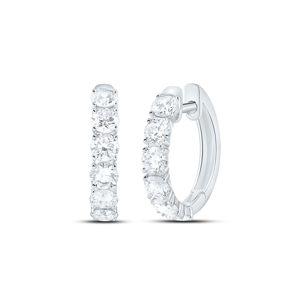 14K Yellow Or White Gold 1 3/8 Cttw Lab Grown Diamond Fashion Round Hoop Earring