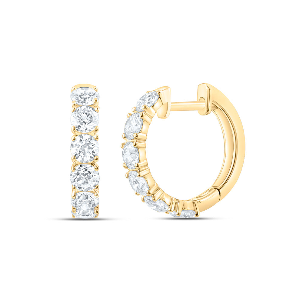 14K Yellow Or White Gold 2 Cttw Lab Grown Diamond Fashion Round Hoop Earring