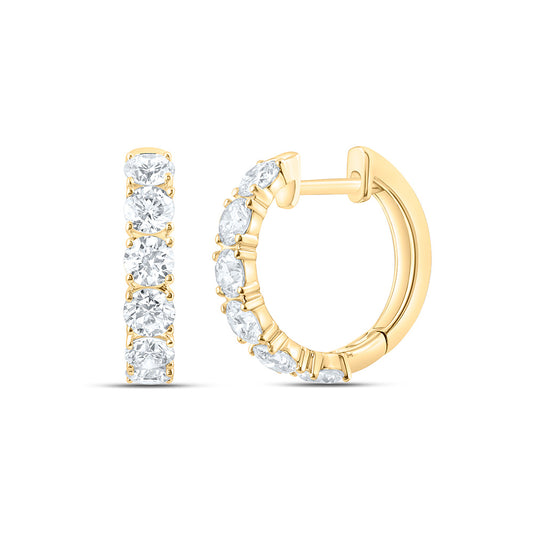 14K Yellow Or White Gold 2 Cttw Lab Grown Diamond Fashion Round Hoop Earring