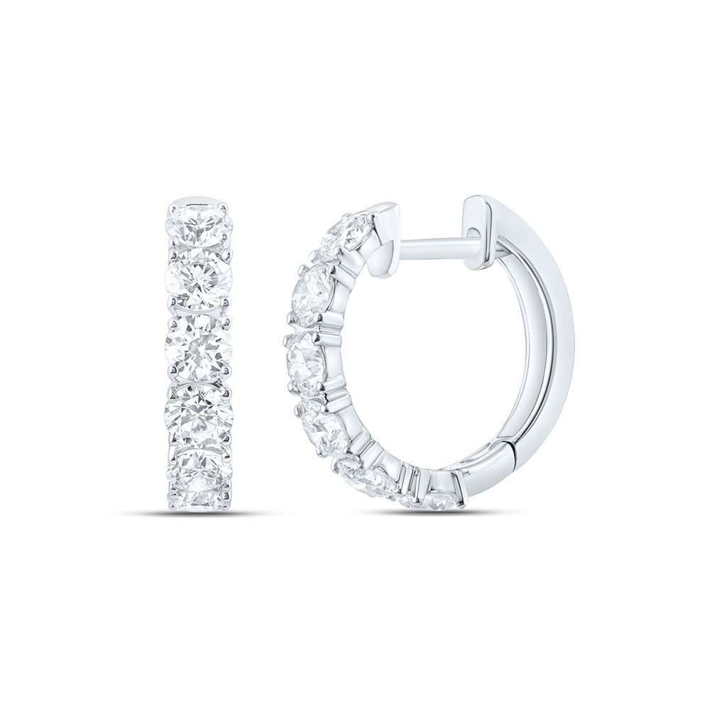 14K Yellow Or White Gold 2 Cttw Lab Grown Diamond Fashion Round Hoop Earring
