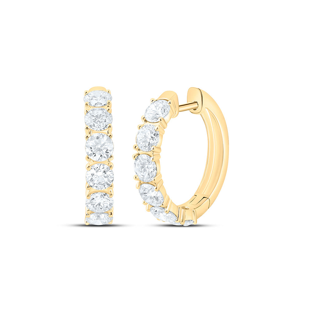 14K Yellow Or White Gold 3 Cttw Lab Grown Diamond Fashion Round Hoop Earring