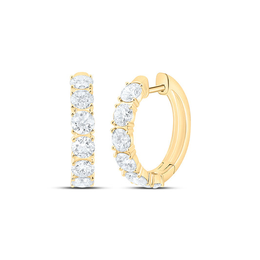 14K Yellow Or White Gold 3 Cttw Lab Grown Diamond Fashion Round Hoop Earring