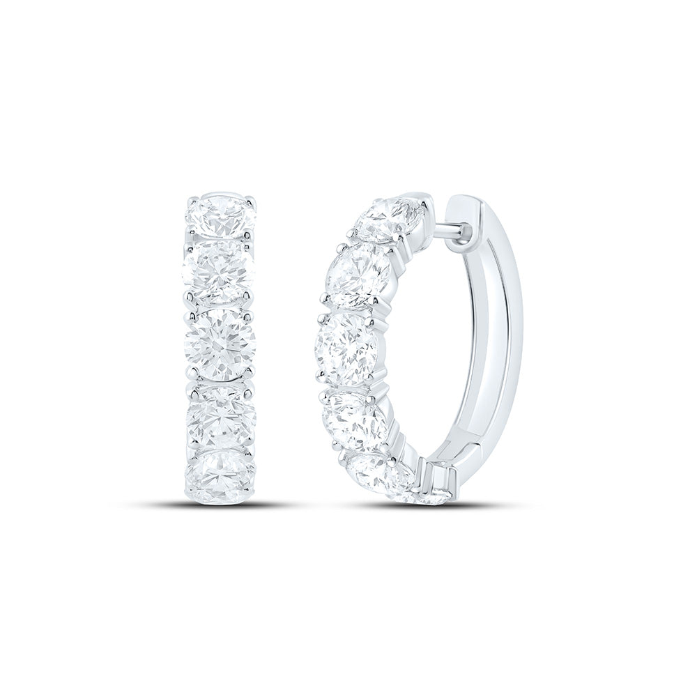 14K Yellow Or White Gold 4 1/4 Cttw Lab Grown Diamond Fashion Round Hoop Earring
