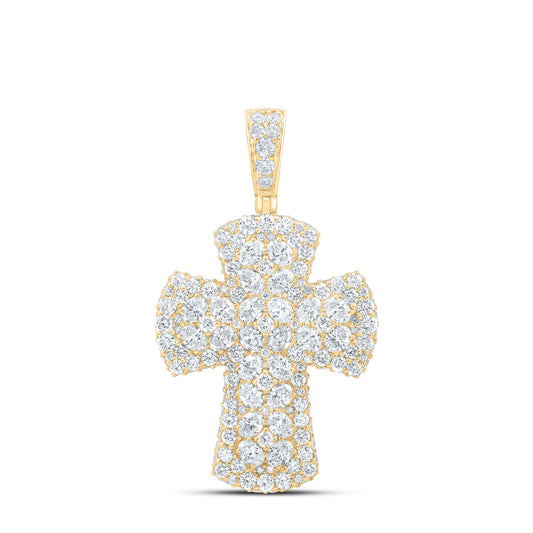 10K Yellow Or White Gold 8 1/3 Cttw Lab Grown Diamond Cross Mens Charm