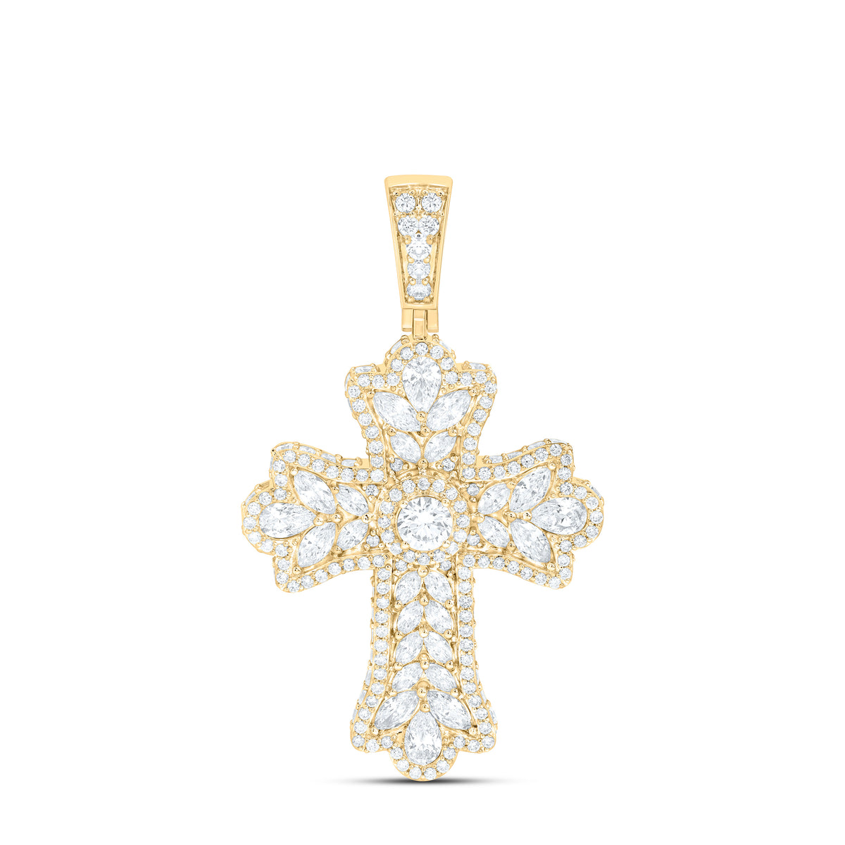 10K Yellow Or White Gold 6 5/8 Cttw Lab Grown Diamond Cross Mens Charm