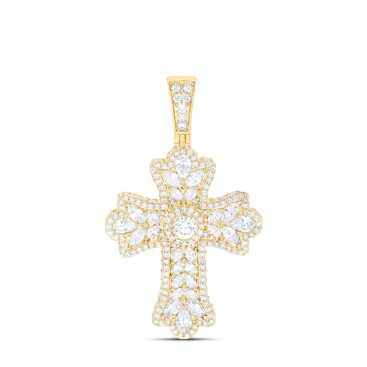 10K Yellow Or White Gold 6 5/8 Cttw Lab Grown Diamond Cross Mens Charm