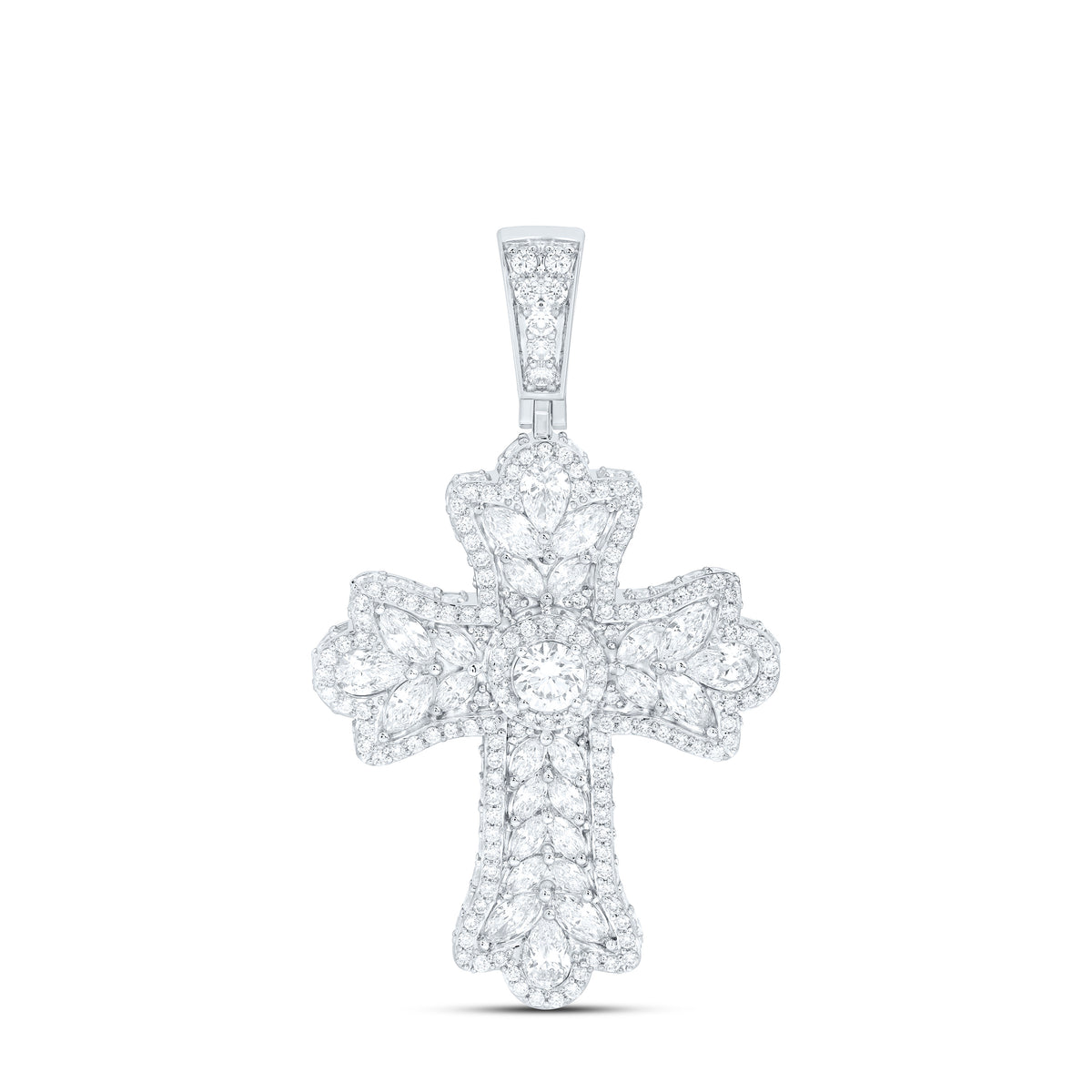 10K Yellow Or White Gold 6 5/8 Cttw Lab Grown Diamond Cross Mens Charm