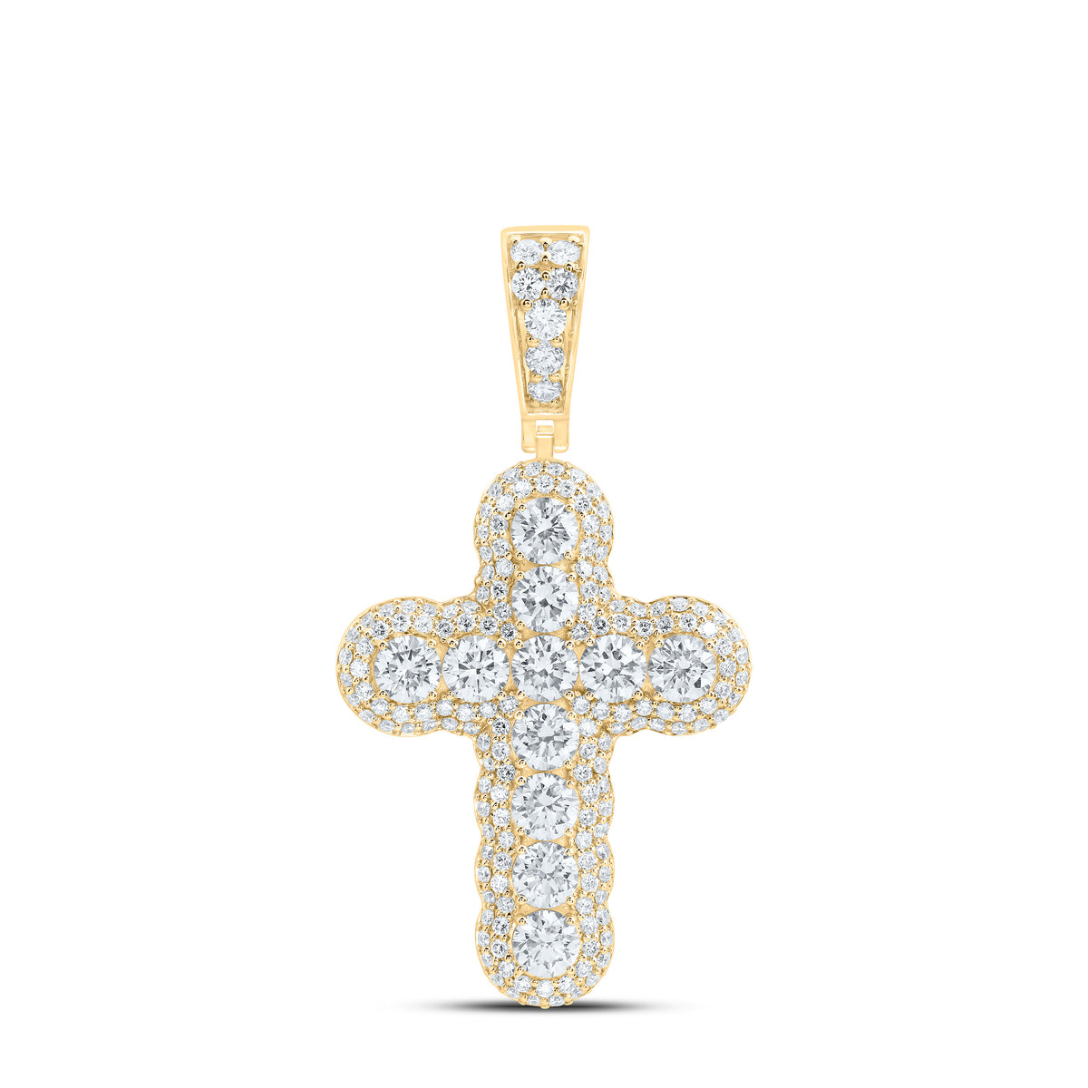 10K Yellow Or White Gold 4 1/2 Cttw Lab Grown Diamond Cross Mens Charm
