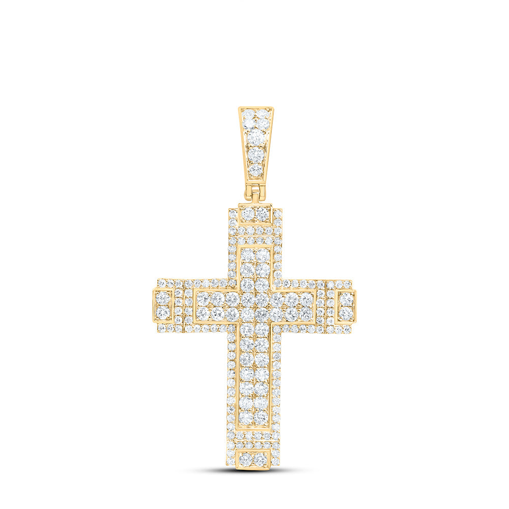 10K Yellow Or White Gold 2 3/4 Cttw Lab Grown Diamond Cross Mens Charm