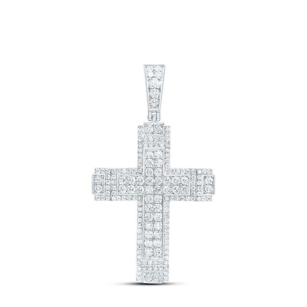 10K Yellow Or White Gold 2 3/4 Cttw Lab Grown Diamond Cross Mens Charm