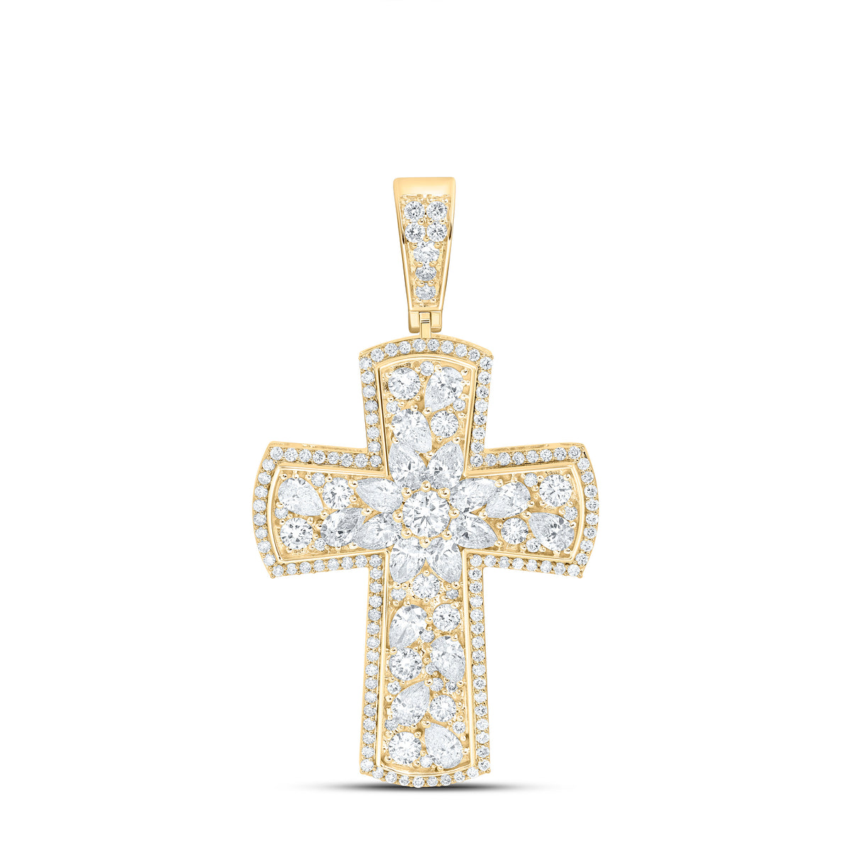 10K Yellow Or White Gold 5 7/8 Cttw Lab Grown Diamond Cross Mens Charm