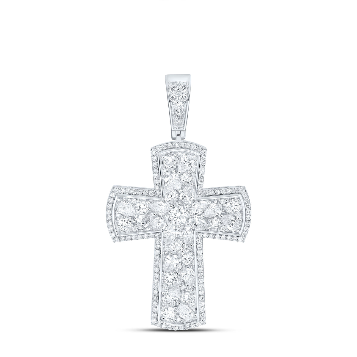 10K Yellow Or White Gold 5 7/8 Cttw Lab Grown Diamond Cross Mens Charm