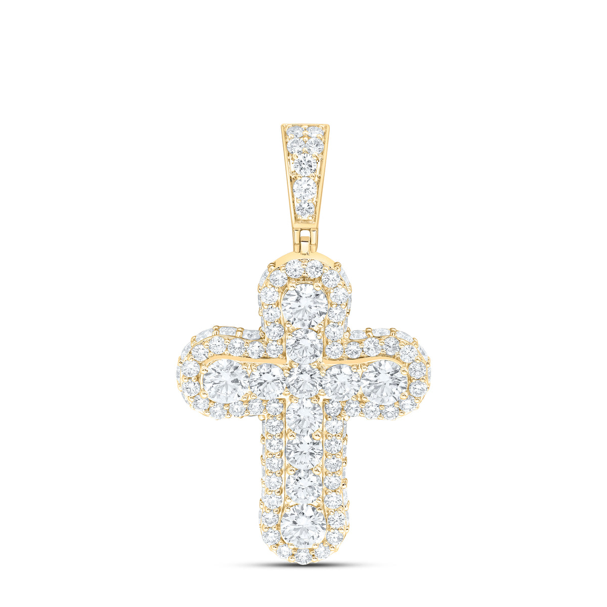 10K Yellow Or White Gold 8 1/2 Cttw Lab Grown Diamond Cross Mens Charm