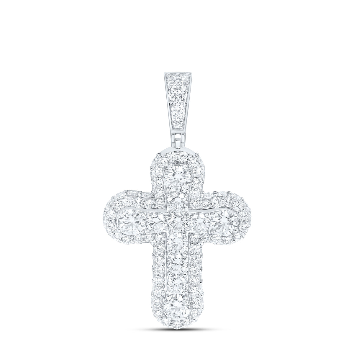 10K Yellow Or White Gold 8 1/2 Cttw Lab Grown Diamond Cross Mens Charm