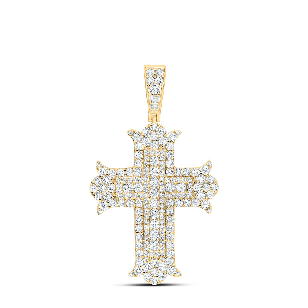 10K Yellow Or White Gold 4 1/4 Cttw Lab Grown Diamond Cross Mens Charm