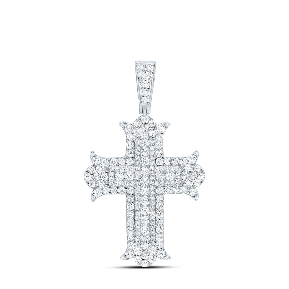 10K Yellow Or White Gold 4 1/4 Cttw Lab Grown Diamond Cross Mens Charm