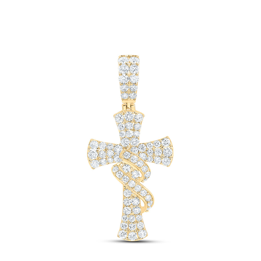 10K Yellow Gold 3 5/8 Cttw Lab Grown Diamond Cross Mens Charm