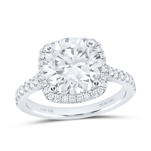 14K Yellow Or White Gold 4 1/2 Cttw Lab Grown Diamond 4 Cttw Center Round Cushion Engagement Ring