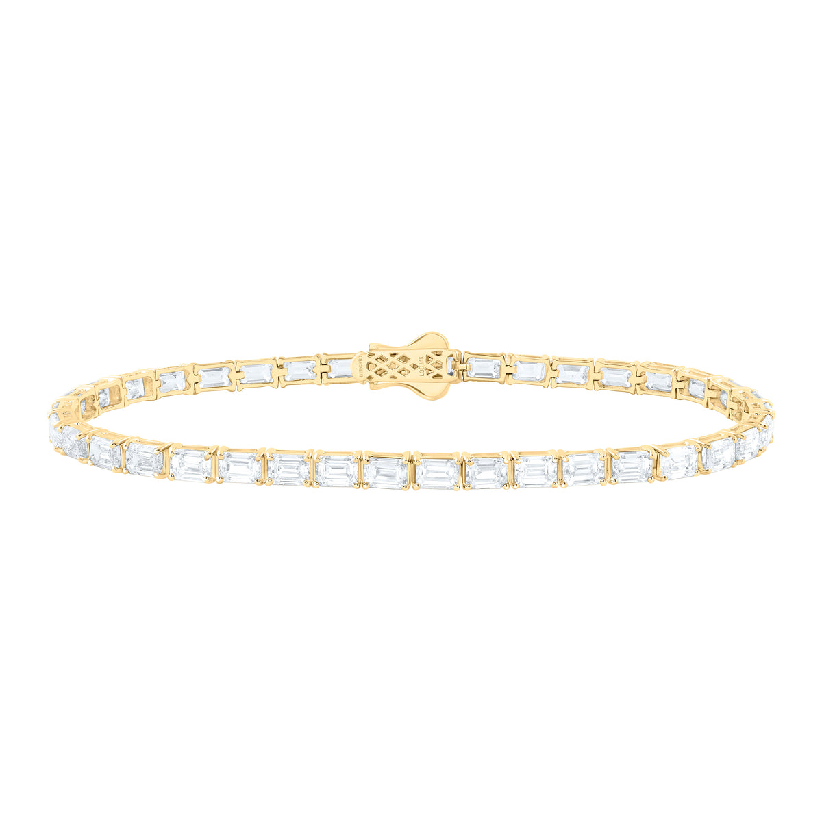 14K Yellow Or White Gold Lab Grown Diamond Fashion Emerald Bracelet (7 Inch)