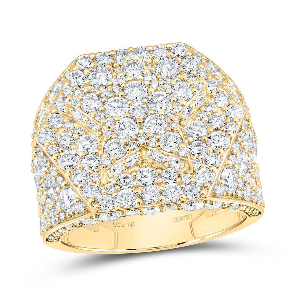 10K Yellow Gold 7 Cttw Lab Grown Diamond Star Mens Ring