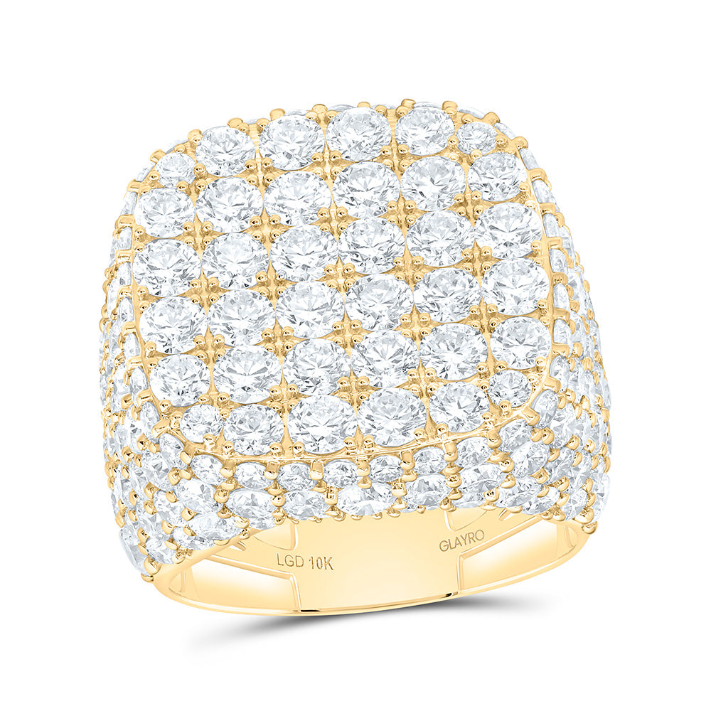 10K Yellow Gold 11 7/8 Cttw Lab Grown Diamond Cushion Mens Ring