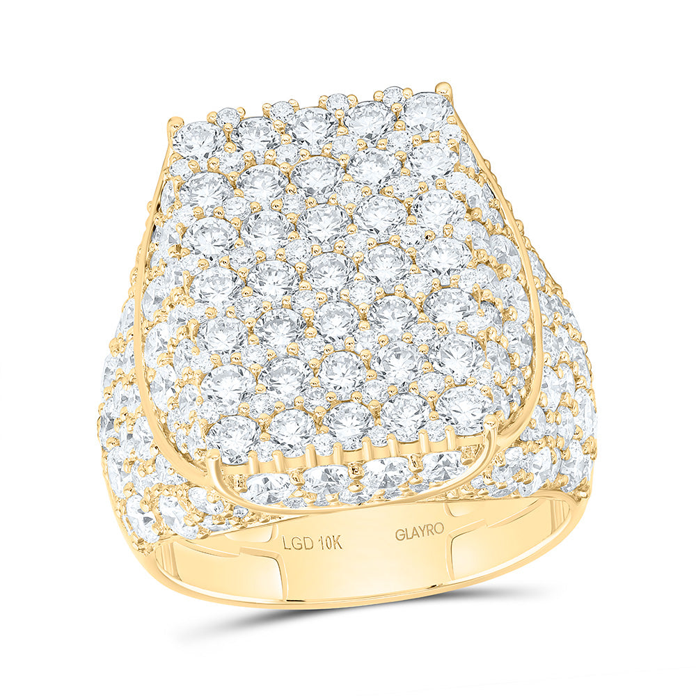 10K Yellow Gold 7 Cttw Lab Grown Diamond Emerald Mens Ring