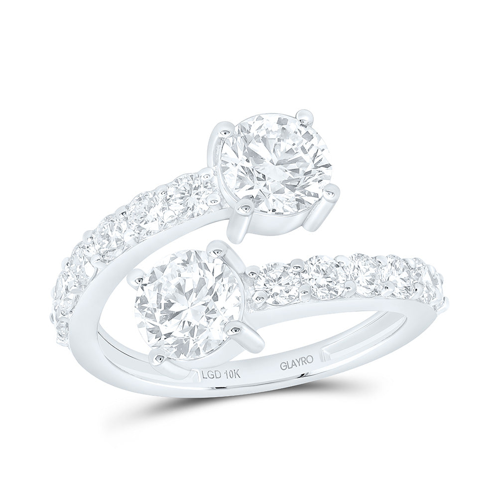 10K Yellow Or White Gold 2 7/8 Cttw Lab Grown Diamond 1 Cttw Center Round Fashion Round Cuff Ring