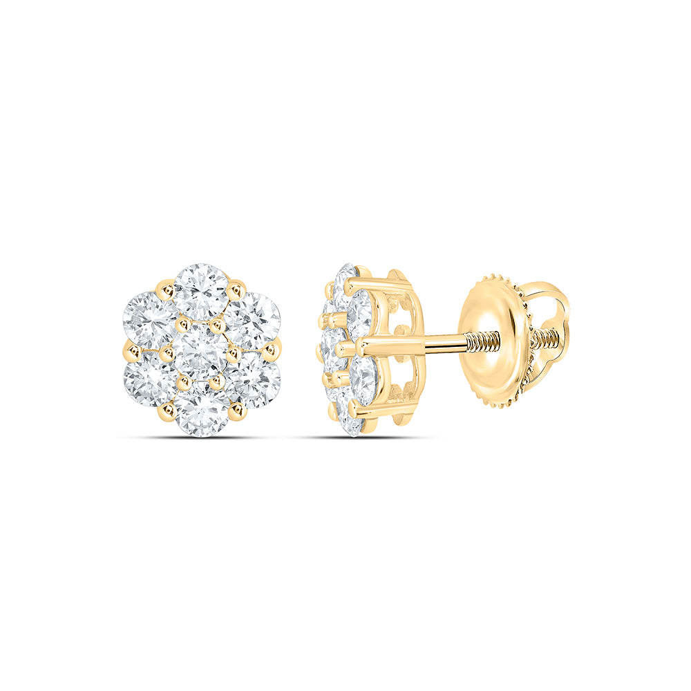 10K Yellow Or White Gold 1 Cttw Lab Grown Diamond Fashion Flower Earring