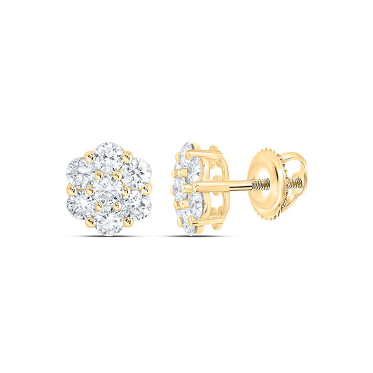 10K Yellow Or White Gold 1 Cttw Lab Grown Diamond Fashion Flower Earring