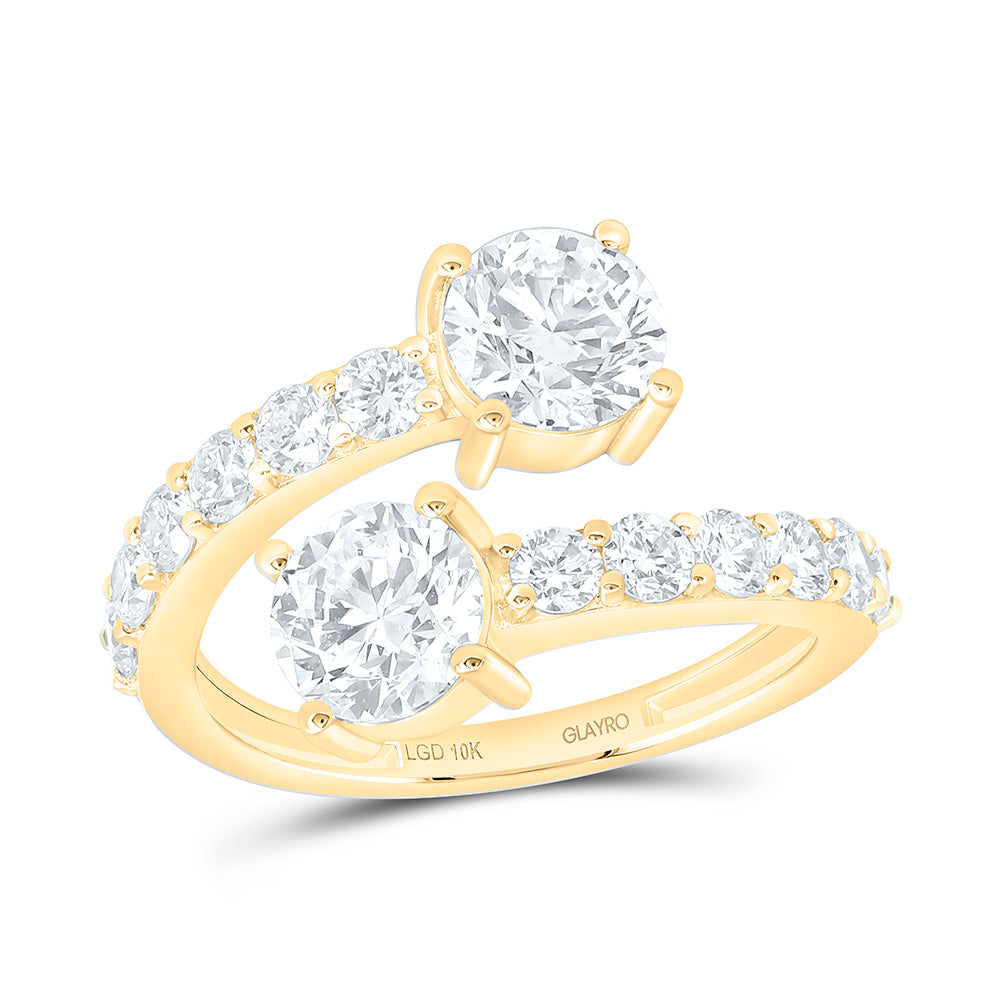 10K Yellow Or White Gold 2 7/8 Cttw Lab Grown Diamond 1 Cttw Center Round Fashion Round Cuff Ring