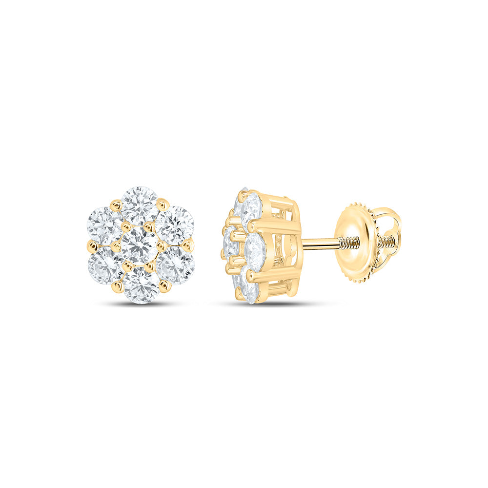 10K Yellow Or White Gold 1 1/2 Cttw Lab Grown Diamond Fashion Flower Earring