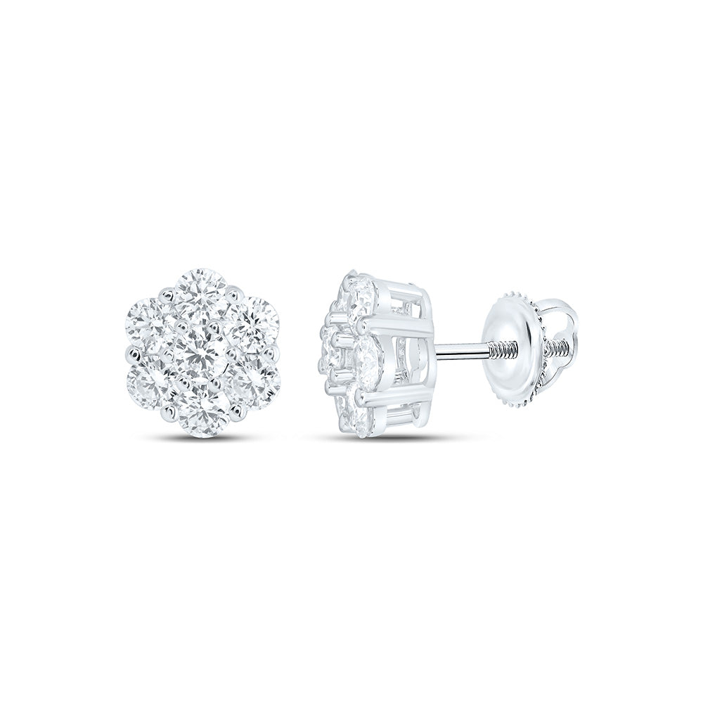 10K Yellow Or White Gold 1 1/2 Cttw Lab Grown Diamond Fashion Flower Earring