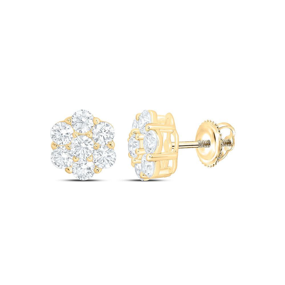 10K Yellow Or White Gold 2 Cttw Lab Grown Diamond Fashion Flower Earring