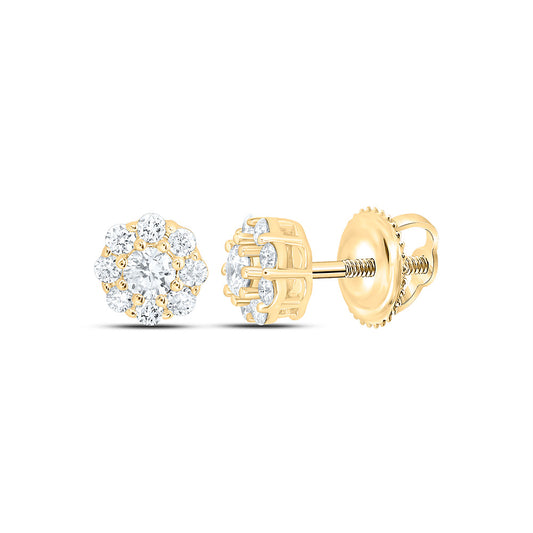 10K Yellow Or White Gold 1/4 Cttw Lab Grown Diamond Fashion Flower Earring