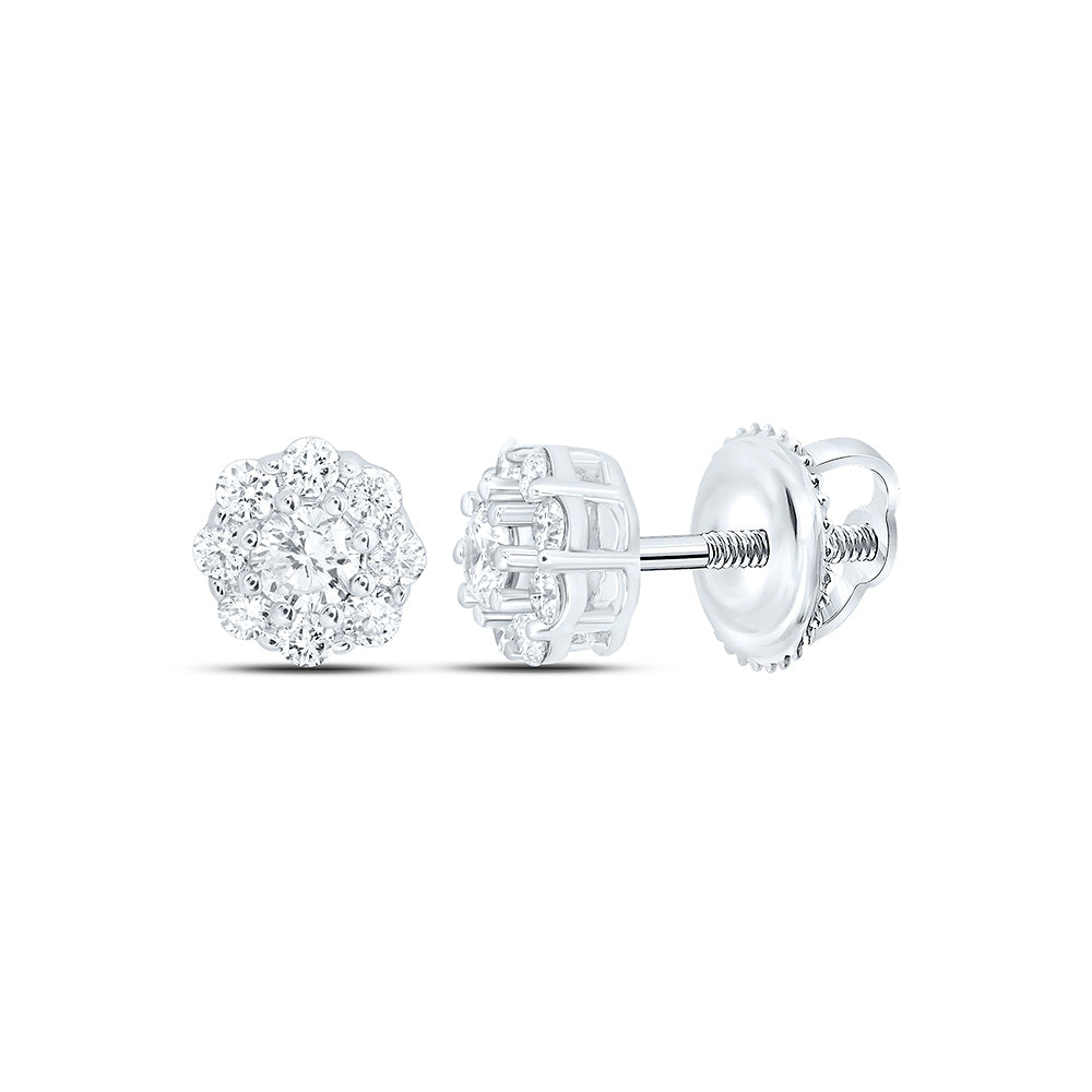 10K Yellow Or White Gold 1/4 Cttw Lab Grown Diamond Fashion Flower Earring