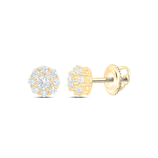 10K Yellow Or White Gold 1/3 Cttw Lab Grown Diamond Fashion Flower Earring