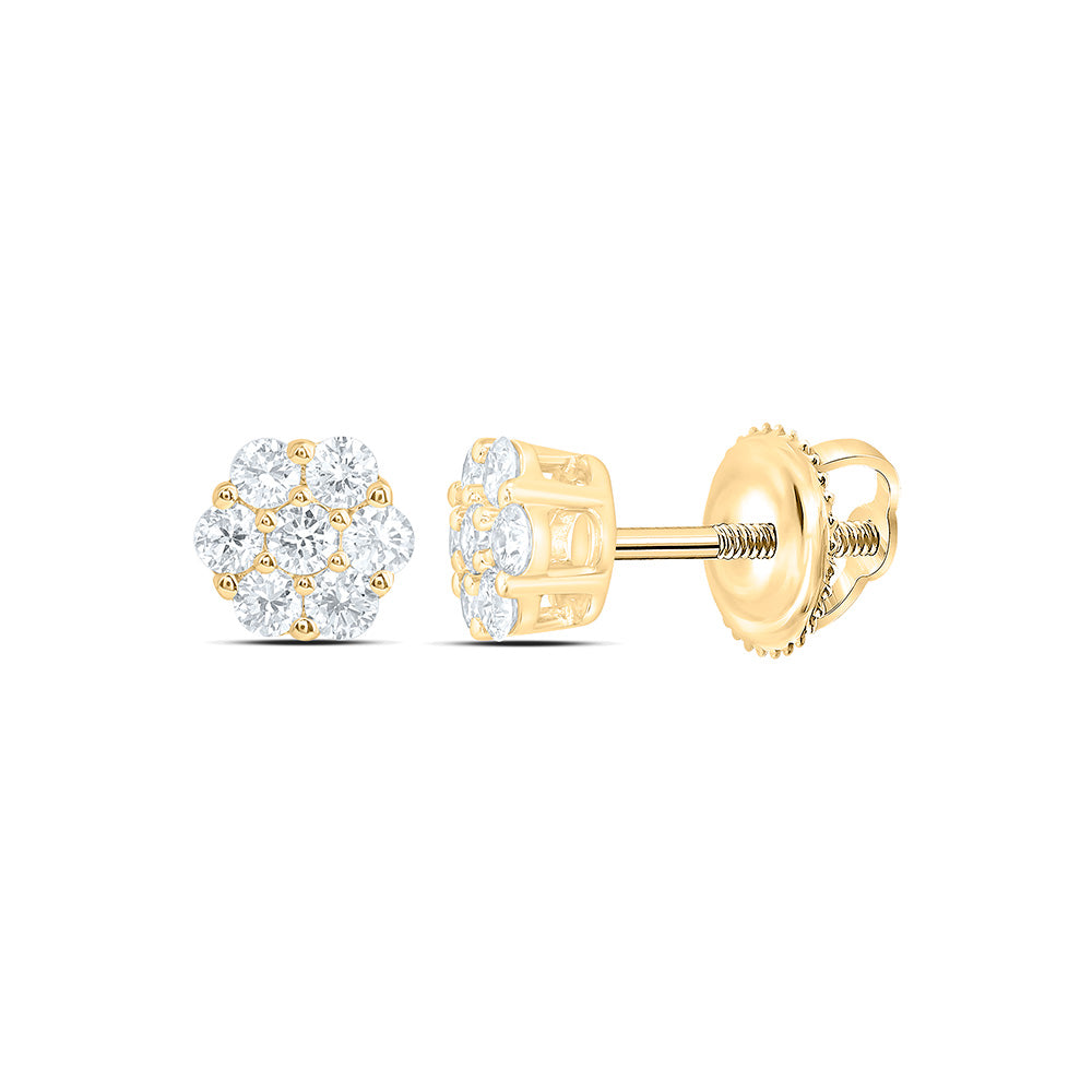10K Yellow Or White Gold 1/4 Cttw Lab Grown Diamond Fashion Flower Earring