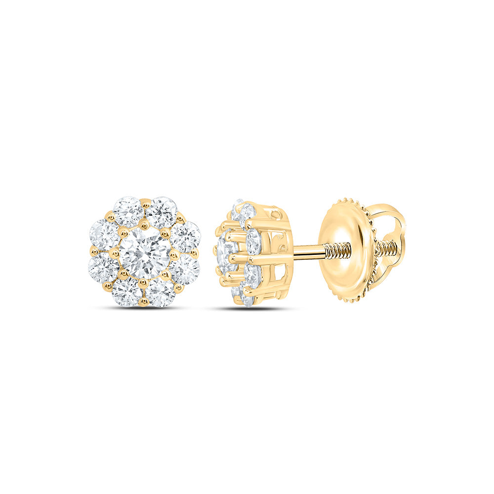 10K Yellow Or White Gold 1/2 Cttw Lab Grown Diamond Fashion Flower Earring
