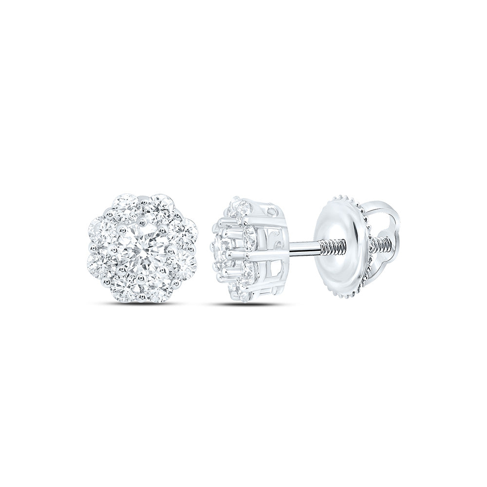 10K Yellow Or White Gold 1/2 Cttw Lab Grown Diamond Fashion Flower Earring