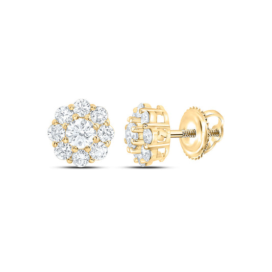 10K Yellow Or White Gold 3/4 Cttw Lab Grown Diamond Fashion Flower Earring