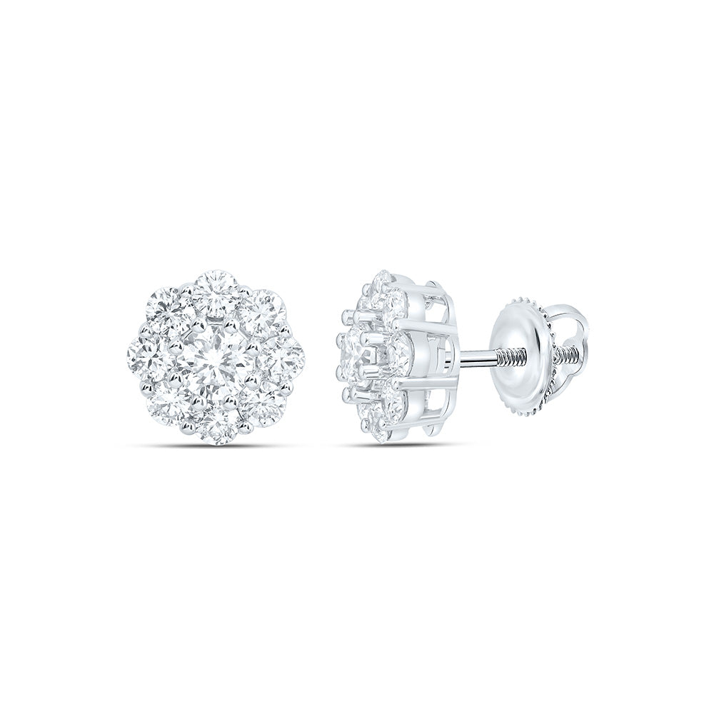 10K Yellow Or White Gold 3/4 Cttw Lab Grown Diamond Fashion Flower Earring