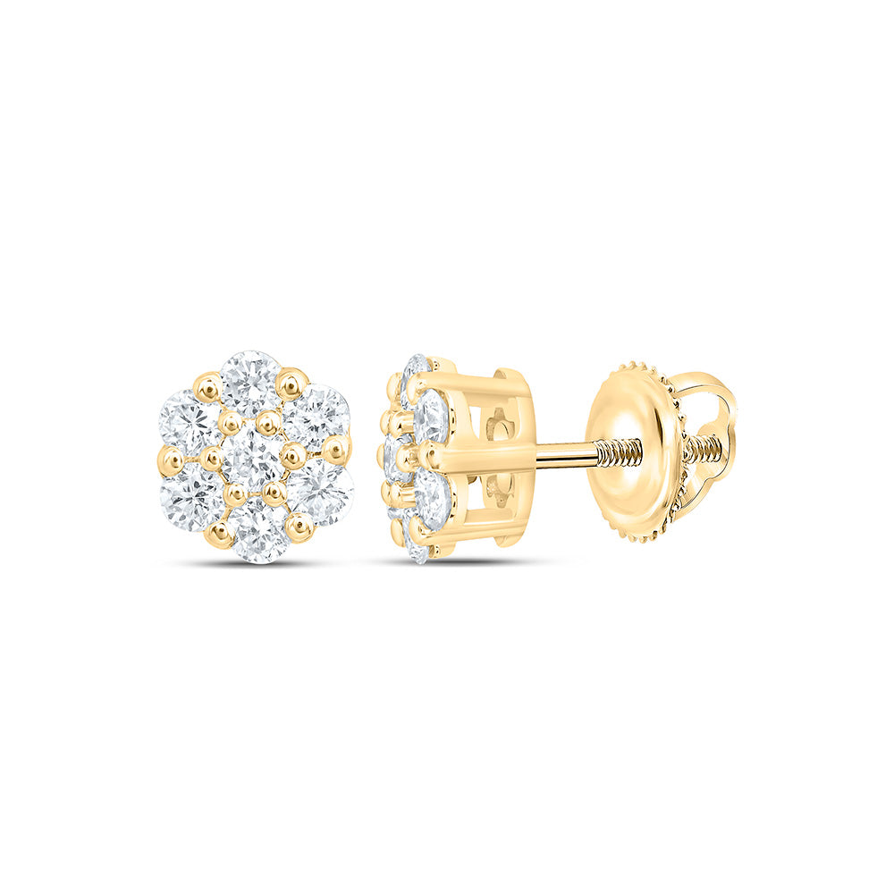 10K Yellow Or White Gold 3/8 Cttw Lab Grown Diamond Fashion Flower Earring