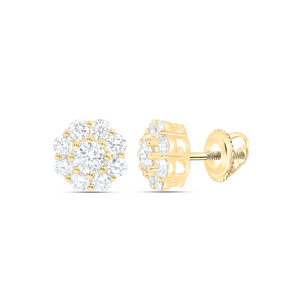 10K Yellow Or White Gold 1 Cttw Lab Grown Diamond Fashion Flower Earring