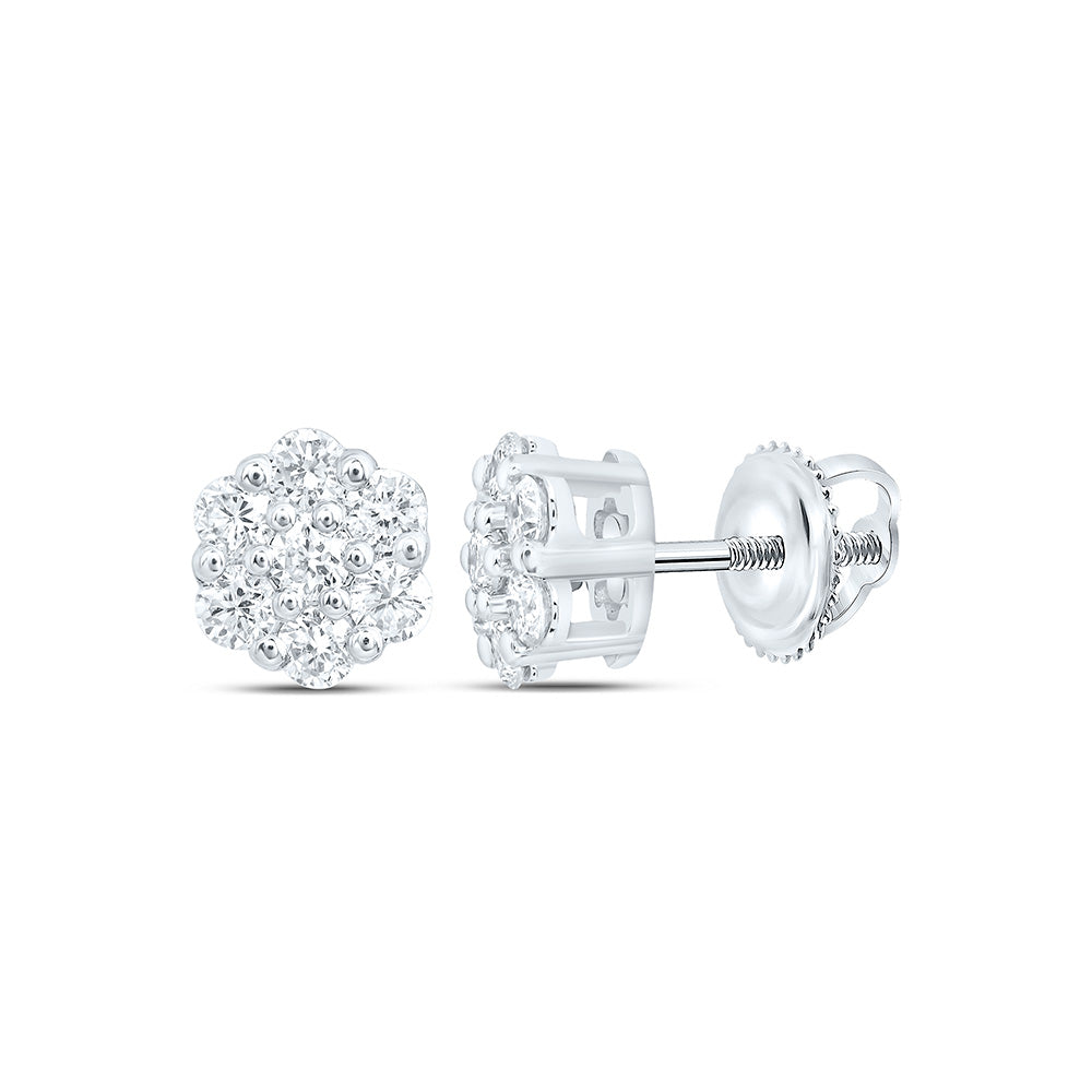 10K Yellow Or White Gold 3/8 Cttw Lab Grown Diamond Fashion Flower Earring